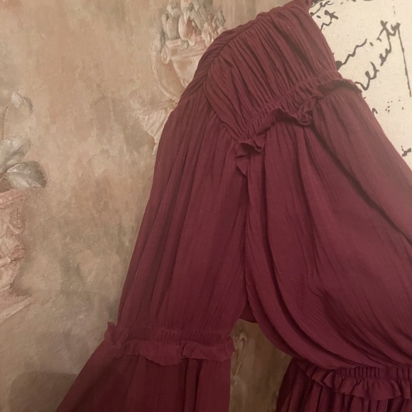 FREE PEOPLE DAY DREAMING LONG SLEEVE CABERNET RED POETS TOP SMALL TO MEDIUM - Picture 5 of 6